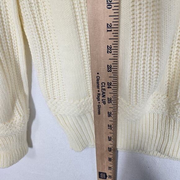 VTG Towncraft Sweater Sz L Yellowish Cream Pullover Ribbed Crewneck Acrylic - Picture 12 of 14